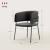 Eetkamerstoelen set van 2, keukenstoel met rugleuning, stalen poten, gestoffeerde stoel met fluweel look voor woonkamer, keuken, grijs 57 x 53 x 73 cm 4