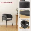 Eetkamerstoelen set van 2, keukenstoel met rugleuning, stalen poten, gestoffeerde stoel met fluweel look voor woonkamer, keuken, grijs 57 x 53 x 73 cm 6