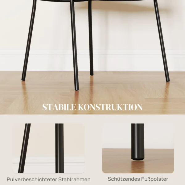 Eetkamerstoelen set van 2, keukenstoel met rugleuning, stalen poten, gestoffeerde stoel met fluweel look voor woonkamer, keuken, grijs 57 x 53 x 73 cm 7