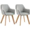 Eetkamerstoelen set van 2, keukenstoelen met arm & rugleuning, fluweelachtige bekleding, houten poten, grijs 1