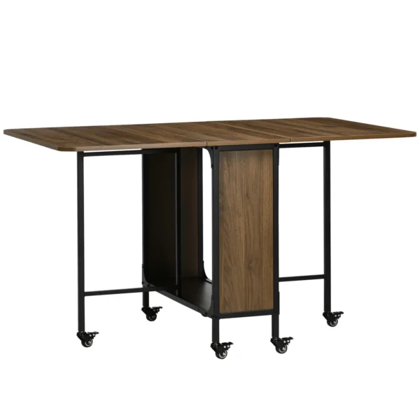 Eettafel opvouwbaar en verplaatsbaar voor 6 personen, opbergruimte voor kleine ruimtes, tot 50kg, 130x80x74cm, lichtbruin 1
