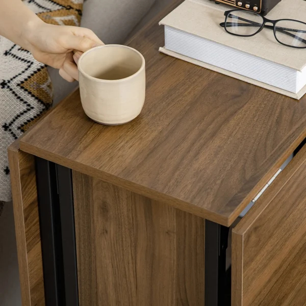 Eettafel opvouwbaar en verplaatsbaar voor 6 personen, opbergruimte voor kleine ruimtes, tot 50kg, 130x80x74cm, lichtbruin 10