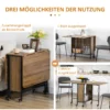 Eettafel opvouwbaar en verplaatsbaar voor 6 personen, opbergruimte voor kleine ruimtes, tot 50kg, 130x80x74cm, lichtbruin 5
