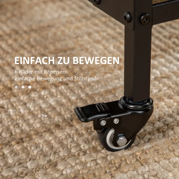 Eettafel opvouwbaar en verplaatsbaar voor 6 personen, opbergruimte voor kleine ruimtes, tot 50kg, 130x80x74cm, lichtbruin 7