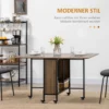 Eettafel opvouwbaar en verplaatsbaar voor 6 personen, opbergruimte voor kleine ruimtes, tot 50kg, 130x80x74cm, lichtbruin 8