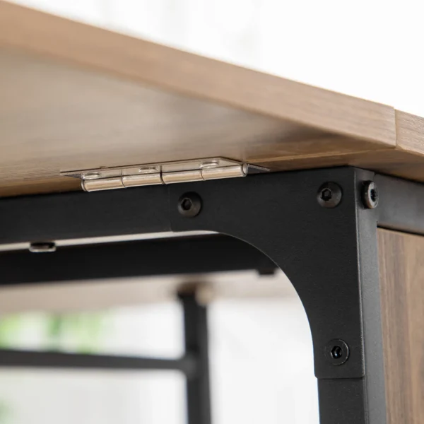 Eettafel opvouwbaar en verplaatsbaar voor 6 personen, opbergruimte voor kleine ruimtes, tot 50kg, 130x80x74cm, lichtbruin 9