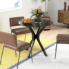 Eettafel, ronde keukentafel, moderne eetkamertafel koffietafel met spider stalen frame, bartafel voor 2 personen, Ø78 x 75 cm, zwart 7