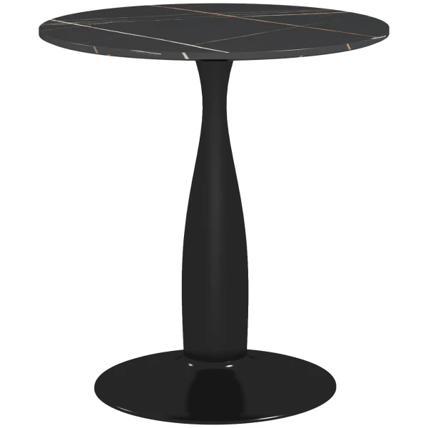 Eettafel, ronde keukentafel, moderne eetkamertafel koffietafel met stalen frame, bartafel voor 2 personen, Ø70 x 74 cm, zwart 1