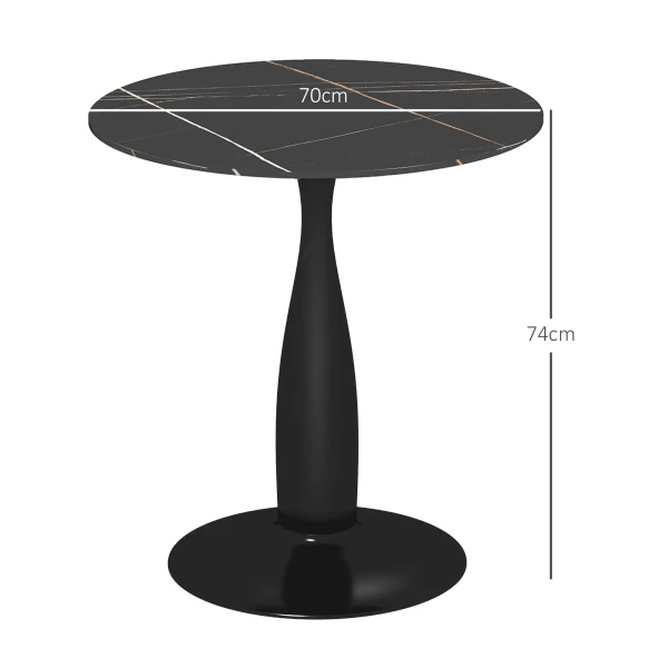 Eettafel, ronde keukentafel, moderne eetkamertafel koffietafel met stalen frame, bartafel voor 2 personen, Ø70 x 74 cm, zwart 4