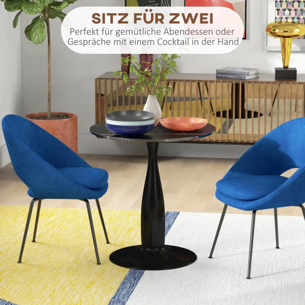 Eettafel, ronde keukentafel, moderne eetkamertafel koffietafel met stalen frame, bartafel voor 2 personen, Ø70 x 74 cm, zwart 5