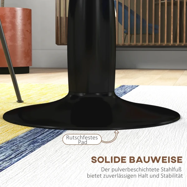 Eettafel, ronde keukentafel, moderne eetkamertafel koffietafel met stalen frame, bartafel voor 2 personen, Ø70 x 74 cm, zwart 6