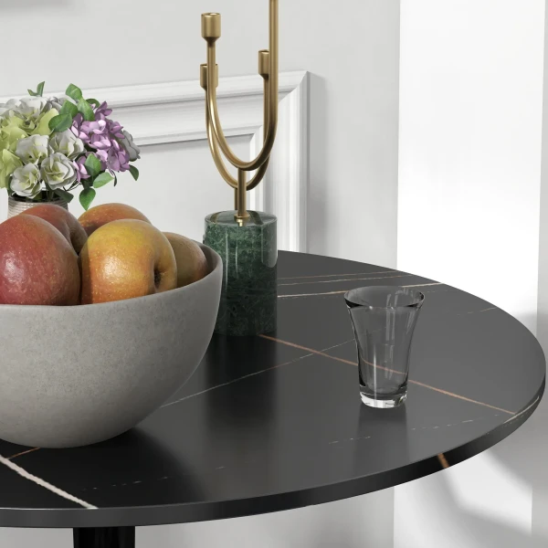 Eettafel, ronde keukentafel, moderne eetkamertafel koffietafel met stalen frame, bartafel voor 2 personen, Ø70 x 74 cm, zwart 8