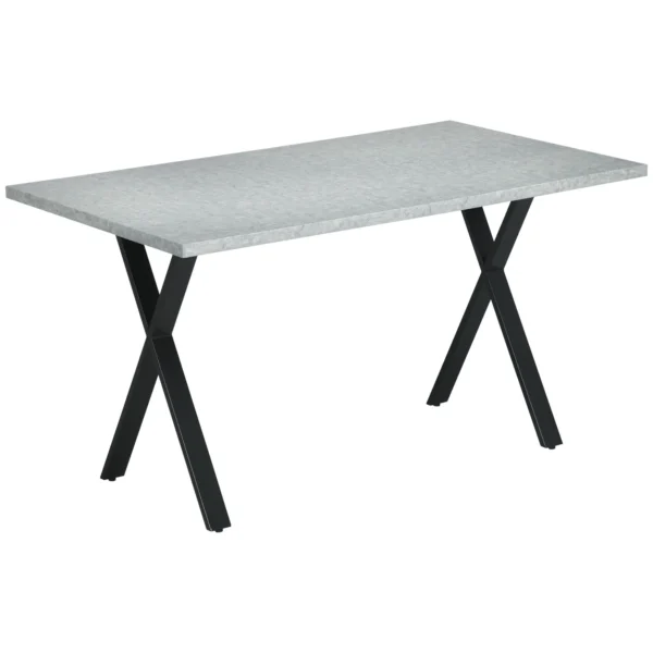 Eettafel voor 6 personen in steenlook met stalen poten, grijs 140x80x76cm, modern & stabiel voor eetruimte 1