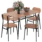Eettafelset met 4 stoelen keukentafel met opbergruimte teak staal eetkamermeubilair voor modern wonen 1