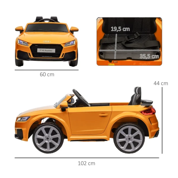 Elektrische kinderauto met 24g afstandsbediening, mp3 aansluiting, koplampen, tot 3 km/u, voor 3 tot 5 jaar, geel 4