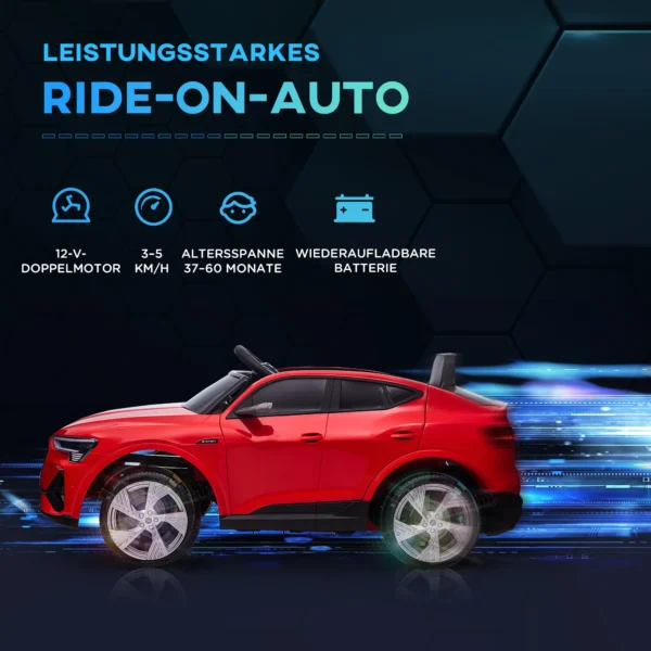 Elektrische kinderauto met afstandsbediening, veiligheidsgordel, muziek, voor 3 5 jaar, 3 5 km/u, rood 5