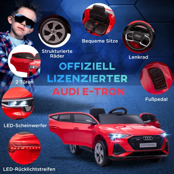 Elektrische kinderauto met afstandsbediening, veiligheidsgordel, muziek, voor 3 5 jaar, 3 5 km/u, rood 6