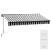 Elektrische knikarm zonnescherm balkon zonnescherm 395 x 250 cm zonwering met uv bescherming, handzwengel, verstelbare cassette zonnescherm met afstandsbediening, grijs+wit 1