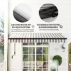 Elektrische knikarm zonnescherm balkon zonnescherm 395 x 250 cm zonwering met uv bescherming, handzwengel, verstelbare cassette zonnescherm met afstandsbediening, grijs+wit 7