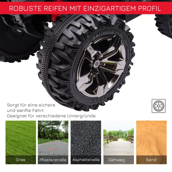 Elektrische quad 12v kinderquad met koplamp & usb aansluiting, mp3 muziekspeler, voor 3 5 jaar, 3 8 km/u, metaal, rood 7
