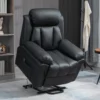 Elektrische relaxstoel met opsta hulp, kantelbare tv stoel met afstandsbediening, kunstleer zwart voor comfortabel zitten 2