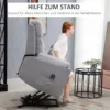 Elektrische sta op stoel met ligfunctie voor senioren, linnen touch lichtgrijs 83 x 89 x 102 cm, comfortabele sta op hulp 6