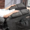 Elektrische tv fauteuil met opsta hulp, relaxfauteuil met ligfunctie, usb aansluiting, tv fauteuil met zakveerkern, zijtas en afstandsbediening, donkergrijs 10
