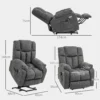 Elektrische tv fauteuil met opsta hulp, relaxfauteuil met ligfunctie, usb aansluiting, tv fauteuil met zakveerkern, zijtas en afstandsbediening, donkergrijs 4