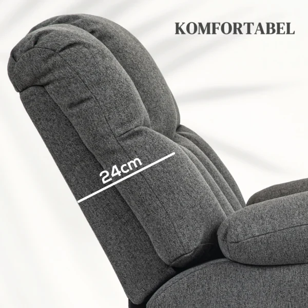 Elektrische tv fauteuil met opsta hulp, relaxfauteuil met ligfunctie, usb aansluiting, tv fauteuil met zakveerkern, zijtas en afstandsbediening, donkergrijs 7