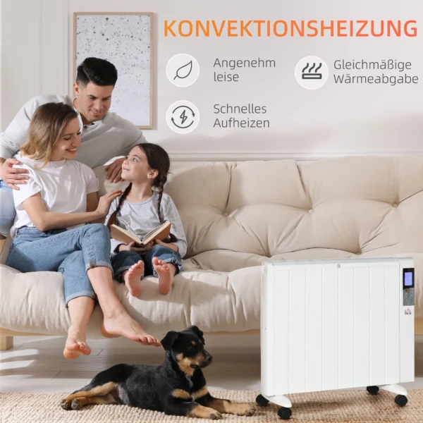 Elektrische verwarming 2000w 4 modi voor 15 m² met afstandsbediening, wielen en bescherming 75 x 7,5 x 58,5 cm voor aangename warmte 7