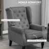 Enkele relaxstoel oorfauteuil met tufting, houten poten, polyester, donkergrijs, 74x86x102cm voor woonkamer & slaapkamer 6