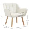 Enkele relaxstoel stoel met fluweelachtige uitstraling, verhoogde poten, gestoffeerde stoel voor woonkamer, slaapkamer, 64 x 62 x 72,5 cm, crème 4