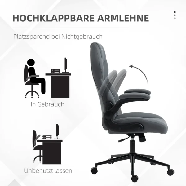 Ergonomische bureaustoel, bureaustoel met kantelfunctie, verstelbare armleuningen en zacht kussen, draaistoel voor kantoor & thuiswerkplek 7