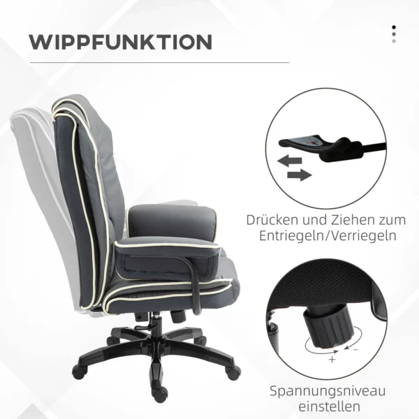 Ergonomische bureaustoel met ligfunctie, draaibaar, in hoogte verstelbaar, computerstoel voor thuiswerk, kunstleer, comfortabel & modern 7