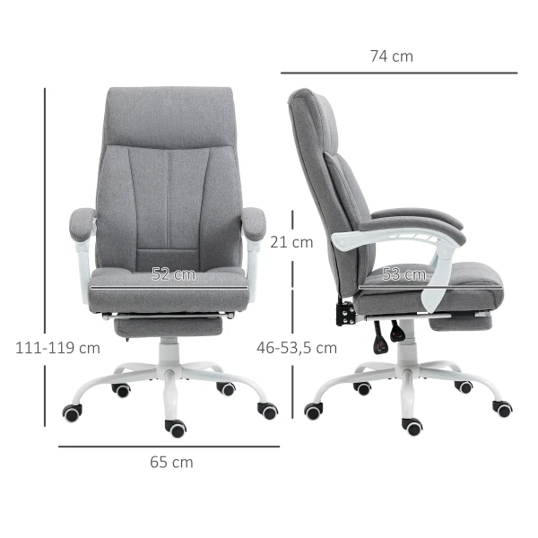 Ergonomische bureaustoel met verstelbare rugleuning 155° en ligfunctie, in hoogte verstelbaar voor comfort 4