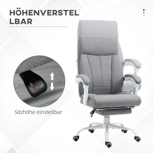 Ergonomische bureaustoel met verstelbare rugleuning 155° en ligfunctie, in hoogte verstelbaar voor comfort 5