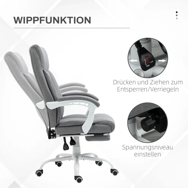 Ergonomische bureaustoel met verstelbare rugleuning 155° en ligfunctie, in hoogte verstelbaar voor comfort 6