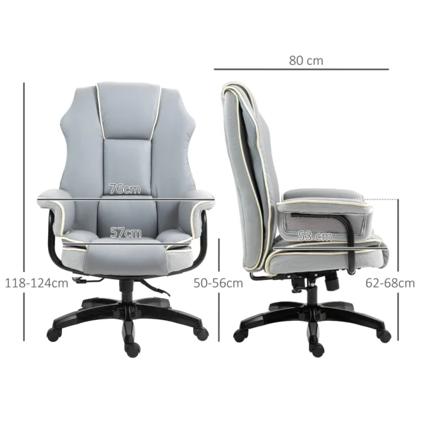 Ergonomische bureaustoel met verstelbare rugleuning tot 150°, in hoogte verstelbaar, ligfunctie, lichtgrijs voor kantoor & thuiskantoor 4