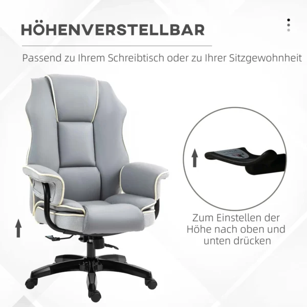 Ergonomische bureaustoel met verstelbare rugleuning tot 150°, in hoogte verstelbaar, ligfunctie, lichtgrijs voor kantoor & thuiskantoor 5