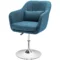 Fauteuil loungestoel met armleuning, lendenkussen, gevoerde relaxstoel met metalen frame, linnenlook, verstelbare hoogte draaistoel voor slaapkamer, woonkamer, lichtblauw 1