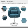 Fauteuil loungestoel met armleuning, lendenkussen, gevoerde relaxstoel met metalen frame, linnenlook, verstelbare hoogte draaistoel voor slaapkamer, woonkamer, lichtblauw 7