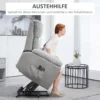 Fauteuil met massagefunctie en opsta hulp, 8 massagepunten, 2 zijzakken, afstandsbediening, 89cm x 99cm x 103cm, grijs 5