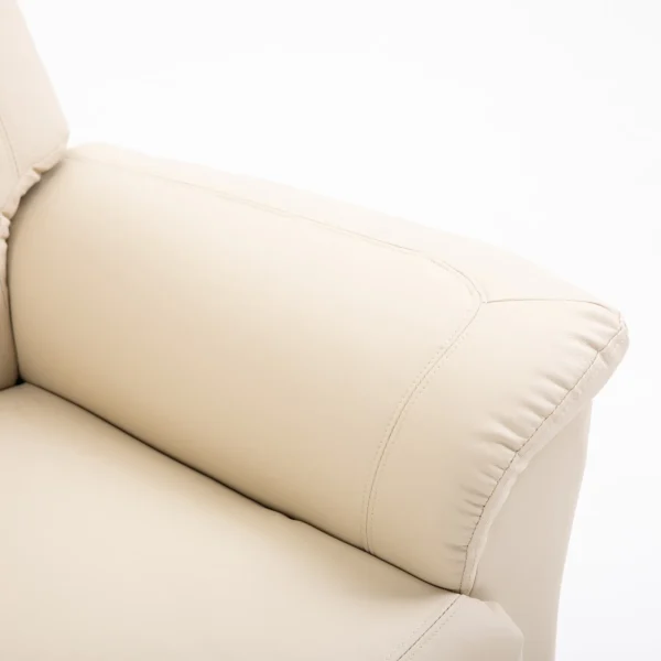 Fauteuil met opsta hulp, verstelbare relaxfauteuil, elektrische massagestoel met verwarmingsfunctie en afstandsbediening, crème kunstleer 10