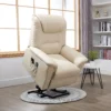Fauteuil met opsta hulp, verstelbare relaxfauteuil, elektrische massagestoel met verwarmingsfunctie en afstandsbediening, crème kunstleer 2