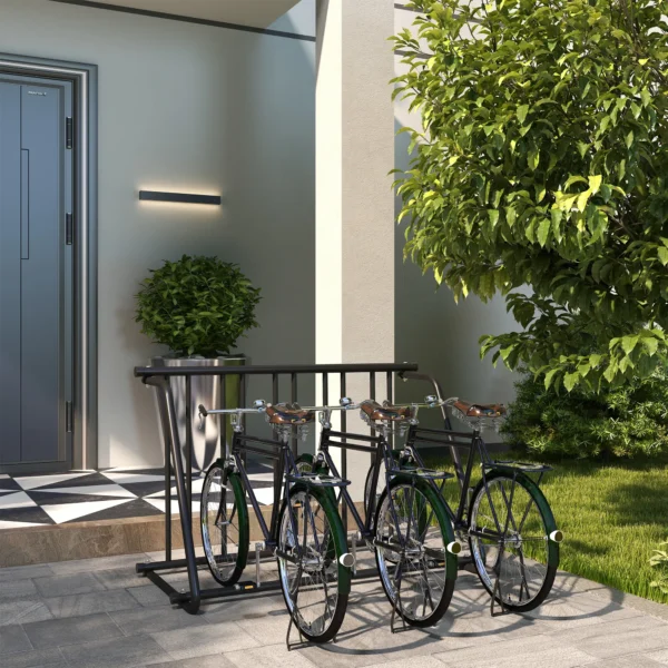 Fietsenrek meervoudig rek, weerbestendig, tot 3 fietsen, staal, zwart, 114x58x75cm 2