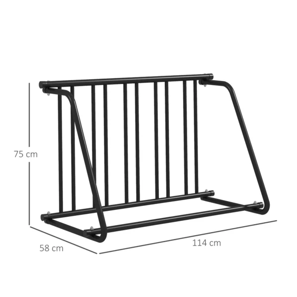Fietsenrek meervoudig rek, weerbestendig, tot 3 fietsen, staal, zwart, 114x58x75cm 4