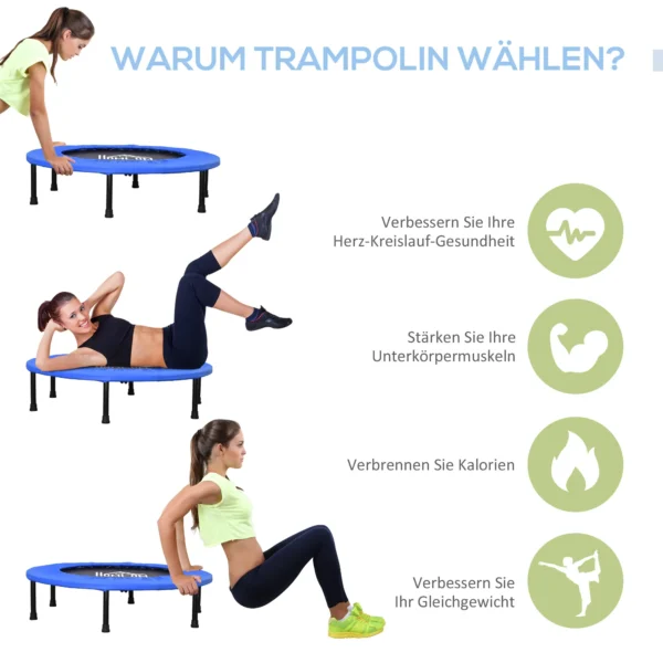 Fitness trampoline Ø91 cm mini trampoline met antislip voeten trampoline 100kg belastbaar voor volwassenen trampoline voor indoor outdoor springen 6