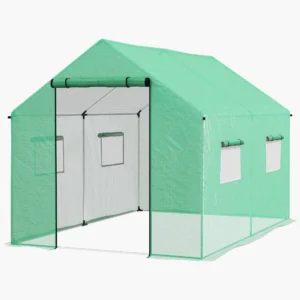 Foliekas 2x3x2m winddicht met rolraam & uv bescherming, ideaal voor tomaten, stabiele staalconstructie in groen 1