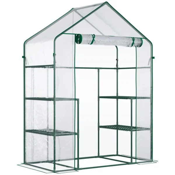 Foliekas bevaarbaar tomatenkas 142x73x195cm met 6 planken, transparant voor tuin & planten 1