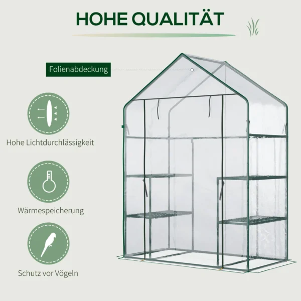Foliekas bevaarbaar tomatenkas 142x73x195cm met 6 planken, transparant voor tuin & planten 5